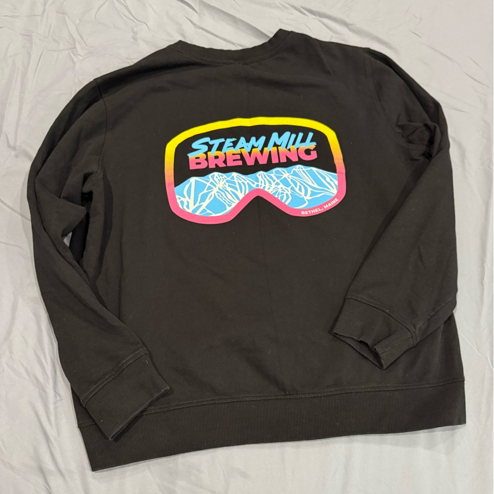 Steam Mill Brewing Black Crewneck Sweatshirt Maine View 2